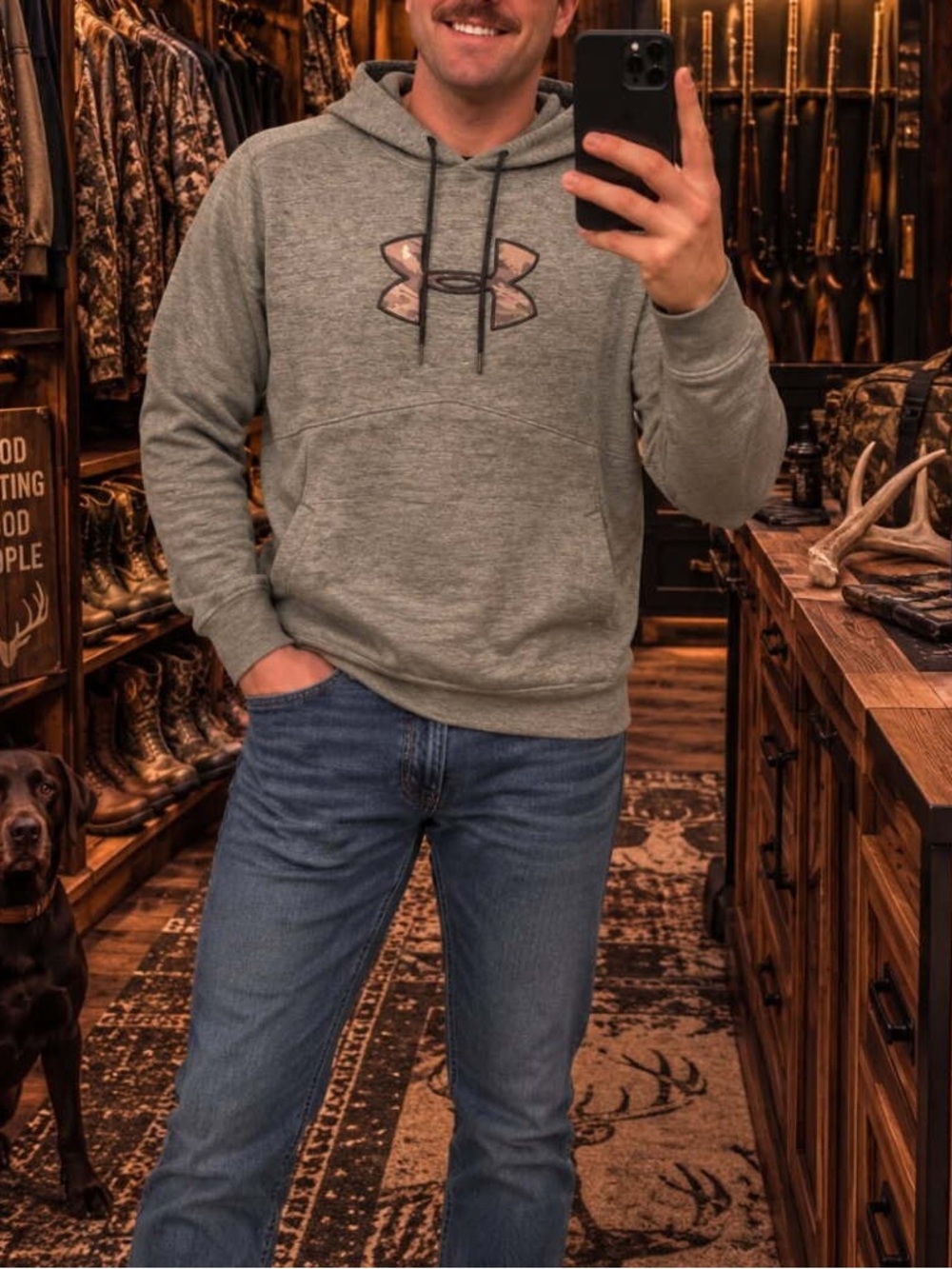 Under Armour Men’s Large Gray Storm Pullover Hoodie with Camo Logo